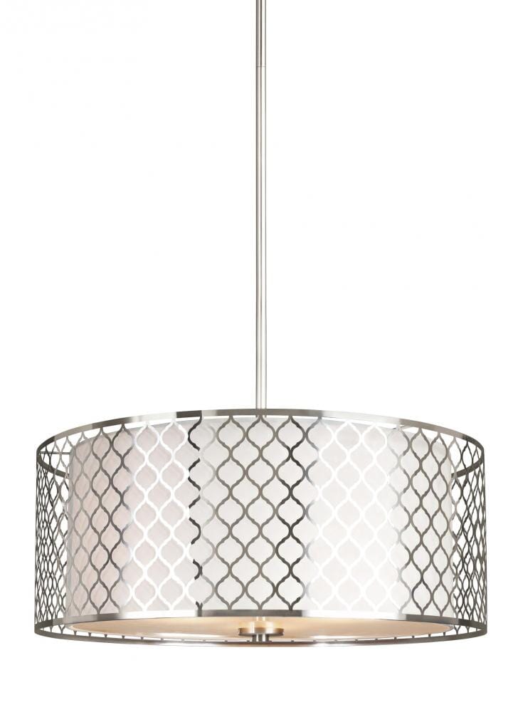 Sea Gull Jourdanton 3-Light 8" Pendant Light in Brushed Nickel