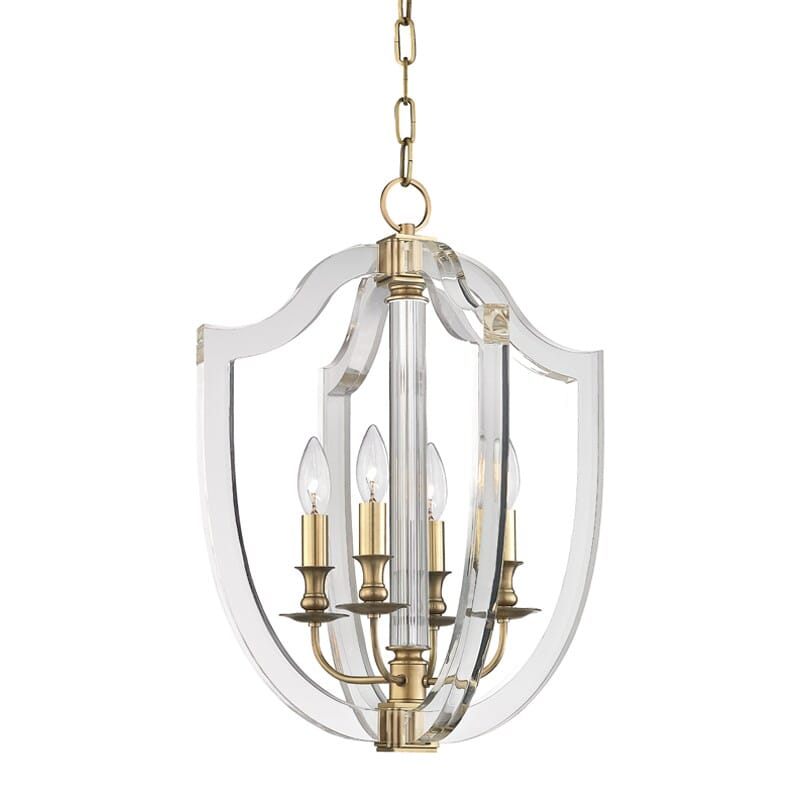 Hudson Valley Arietta 4-Light 22" Pendant Light in Aged Brass