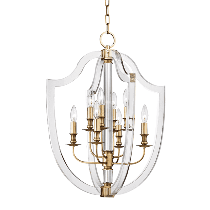 Hudson Valley Arietta 8-Light 28" Pendant Light in Aged Brass