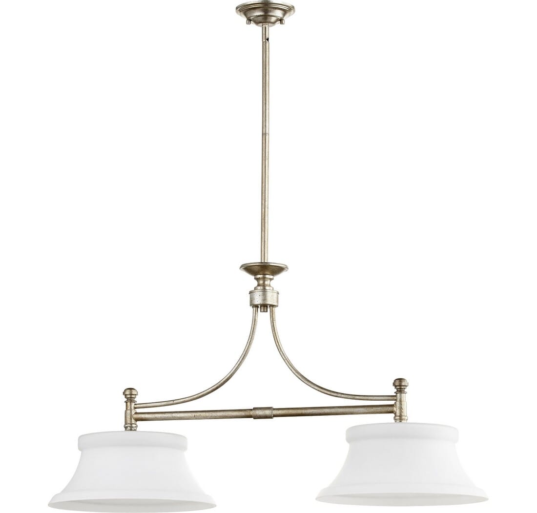 Quorum Rossington 2-Light 14" Ceiling Island Light in Aged Silver Leaf