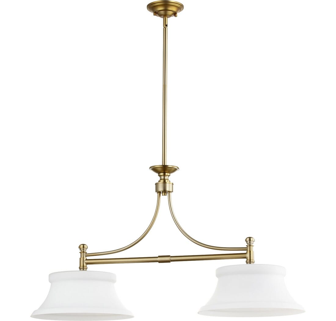 Quorum Rossington 2-Light Kitchen Island Light in Aged Brass