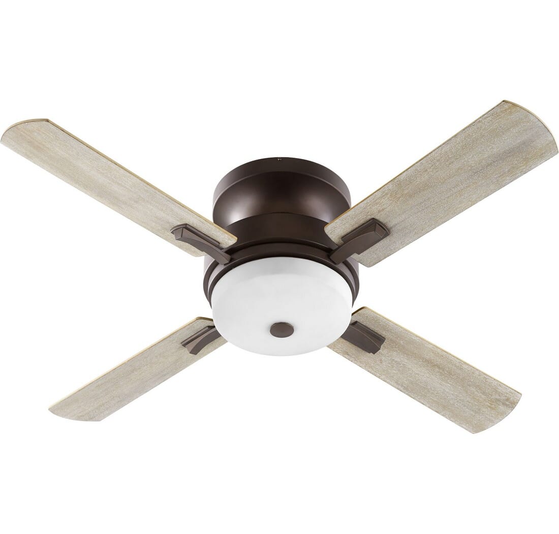 Quorum Davenport 3-Light 52" Indoor Flush Mount Ceiling Fan in Oiled Bronze with Satin Opal