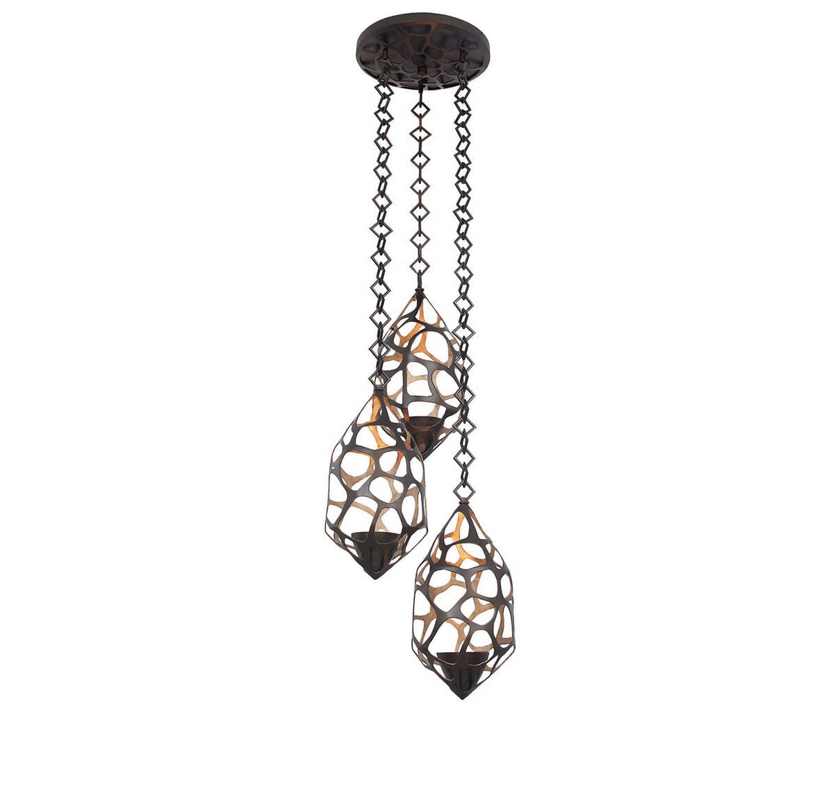 Kalco Fossil 3-Light Pendant in Bronze Gold