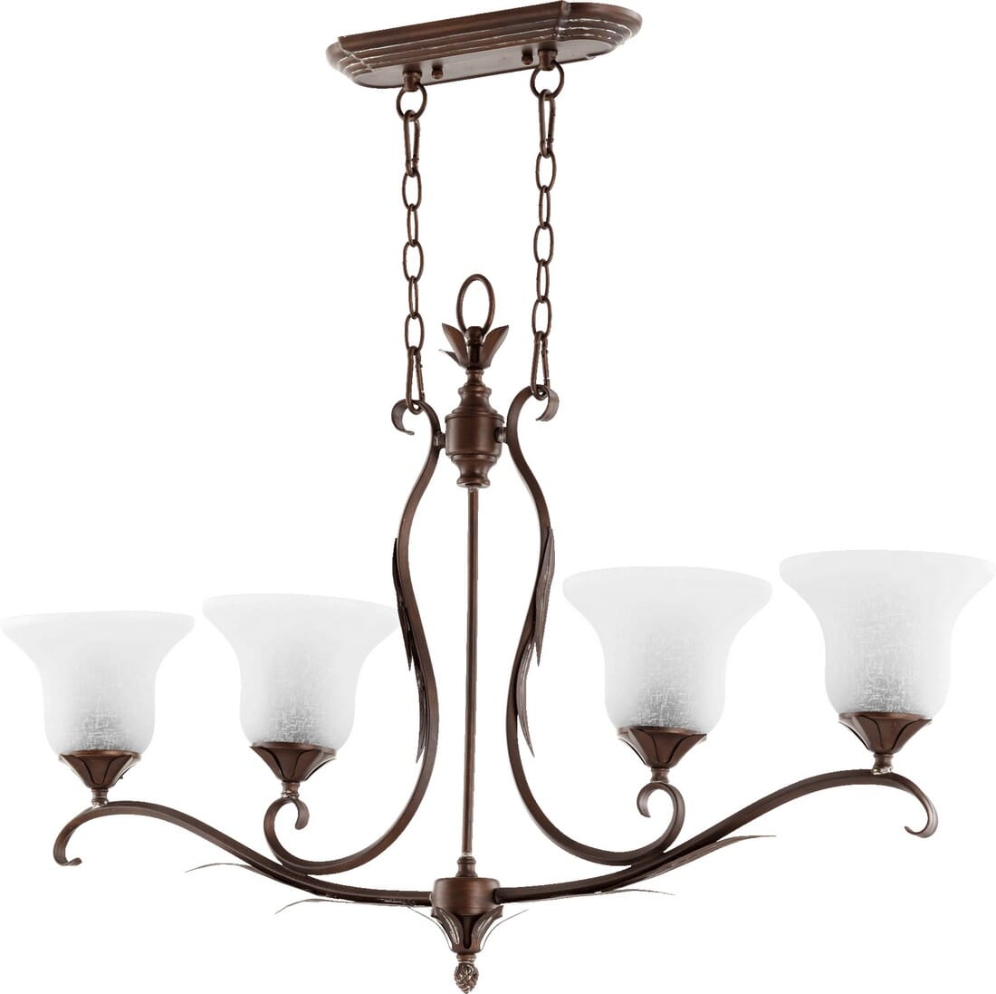 Quorum Flora 4-Light 7" Ceiling Island Light in Vintage Copper with White Linen