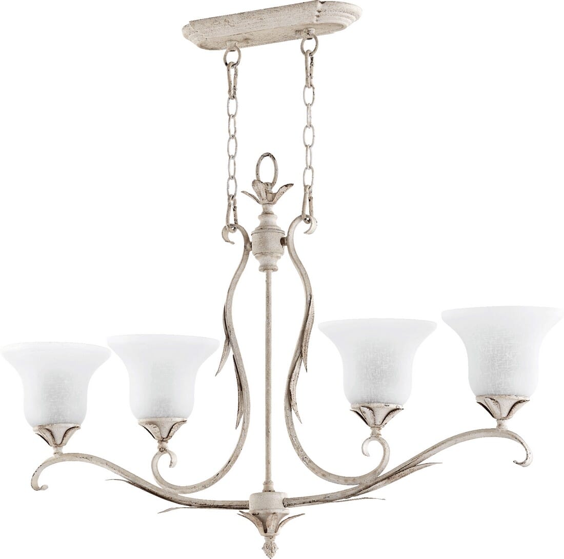 Quorum Flora 4-Light 7" Ceiling Island Light in Persian White with White Linen