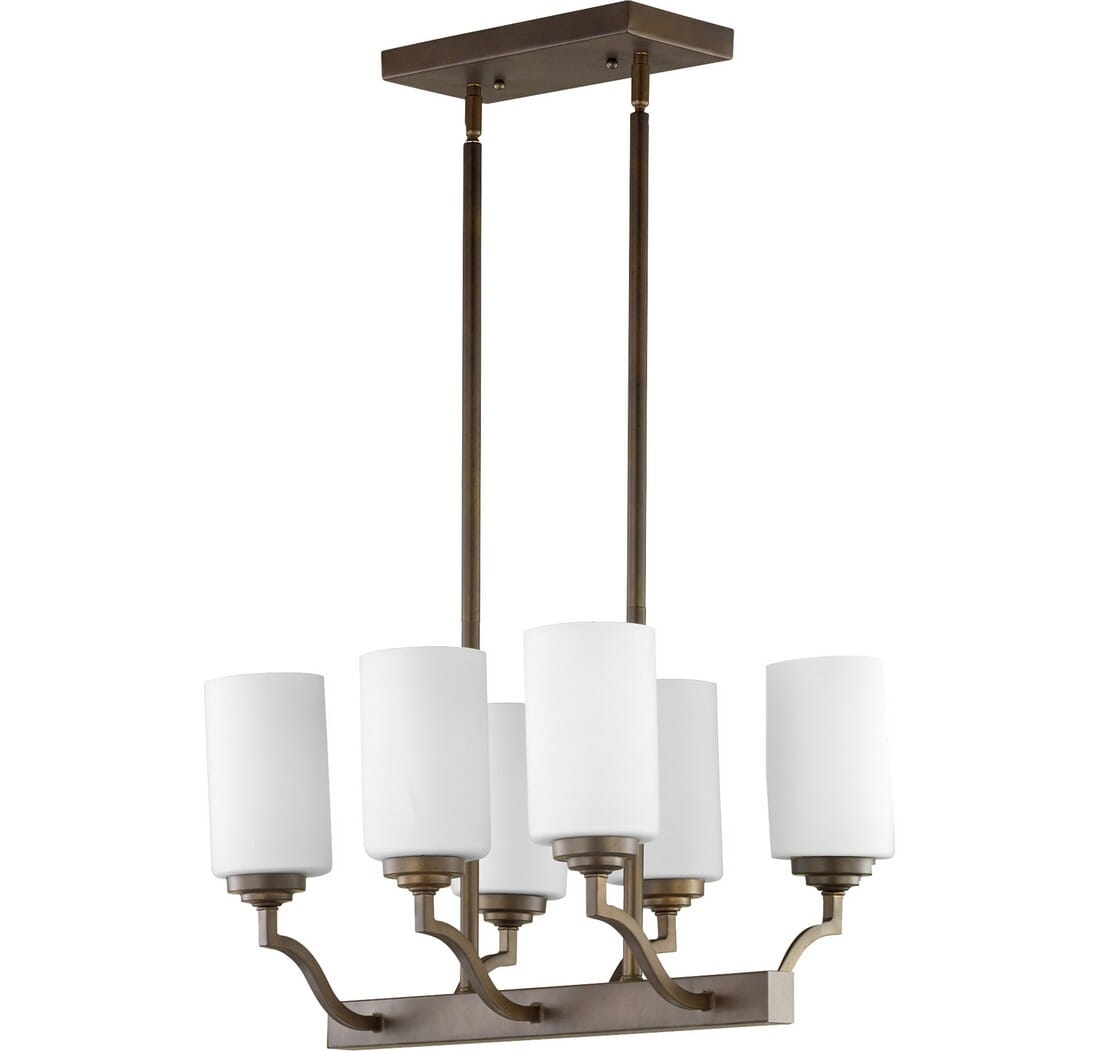 Quorum Atwood 6-Light 13" Ceiling Light in Oiled Bronze with Satin Opal