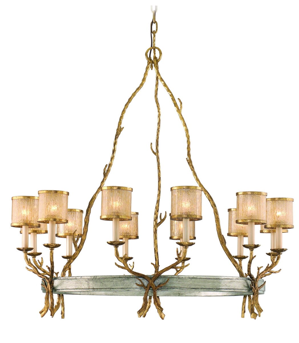 Corbett Parc Royale 12-Light Transitional Chandelier in Gold And Silver Leaf