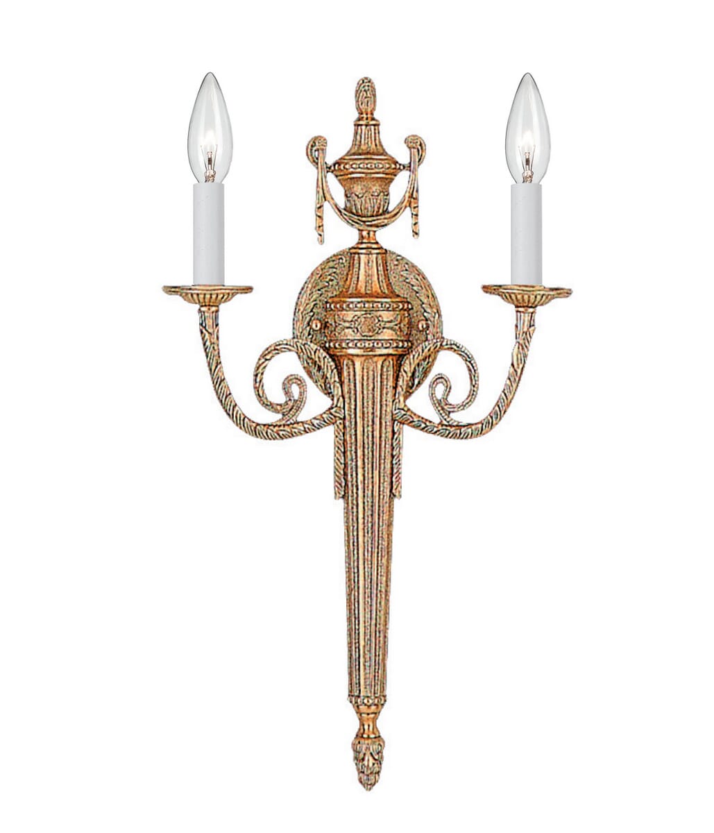 Crystorama 2-Light 20" Wall Sconce in Matte Brass