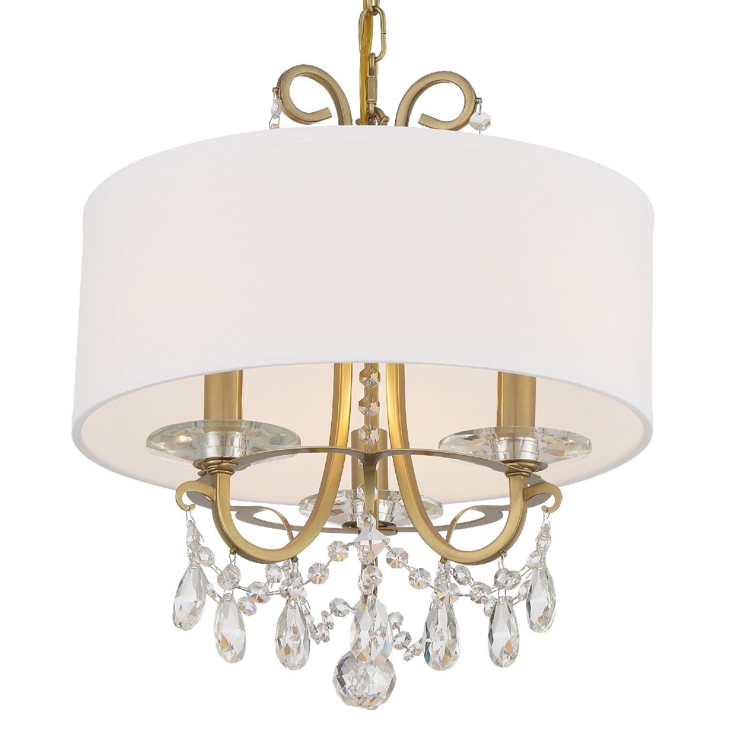 Crystorama Othello 3-Light 15" Chandelier in Vibrant Gold with Swarovski Strass Crystal Crystals