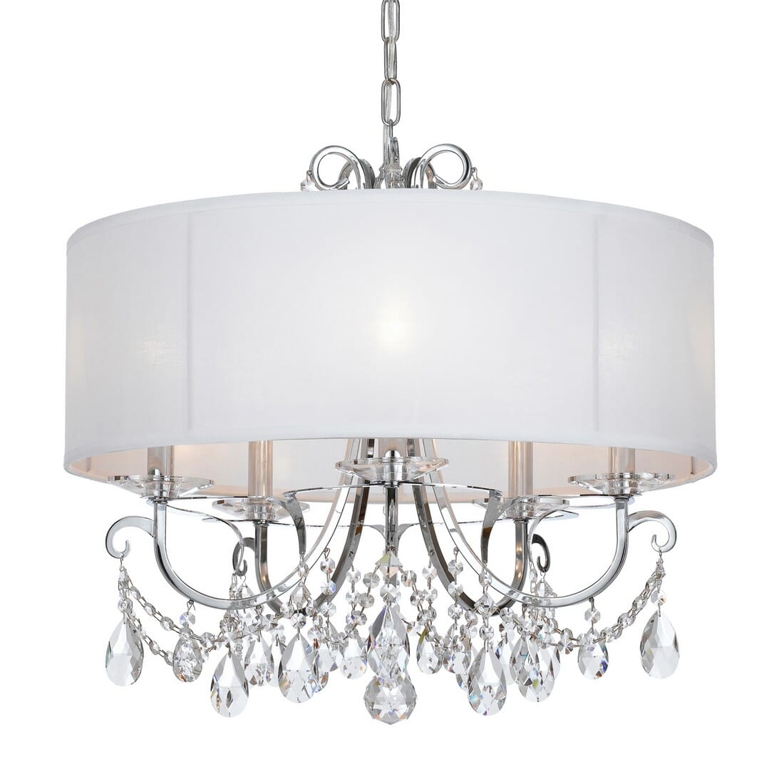 Crystorama Othello 5-Light 26" Modern Chandelier in Polished Chrome with Clear Swarovski Strass Crystals