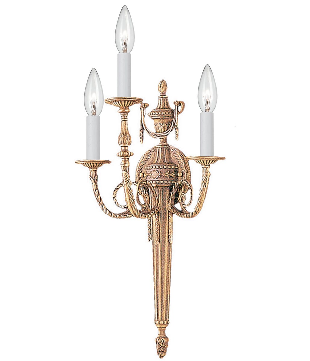 Crystorama 3-Light 23" Wall Sconce in Matte Brass