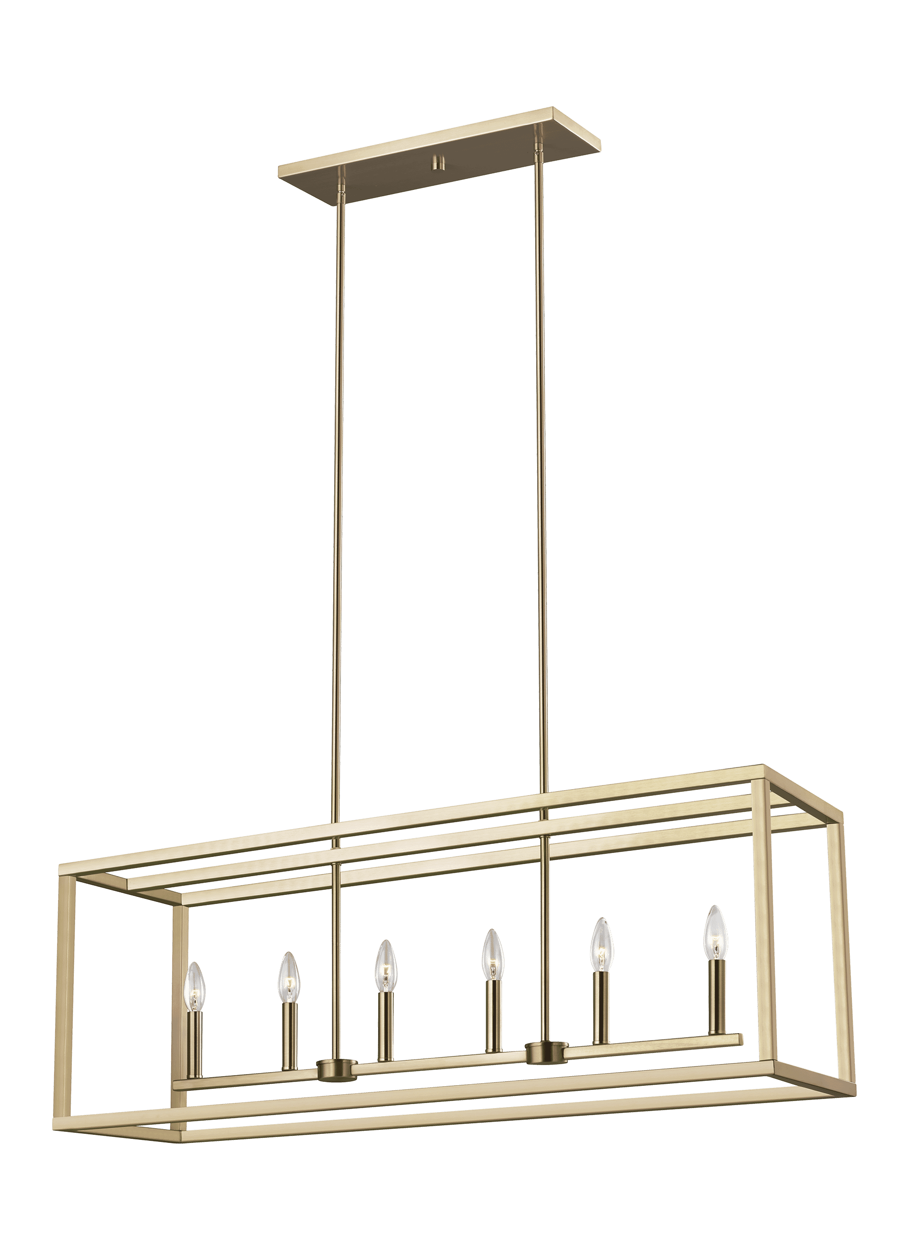 Sea Gull Moffet Street 6-Light Kitchen Island Light in Satin Brass