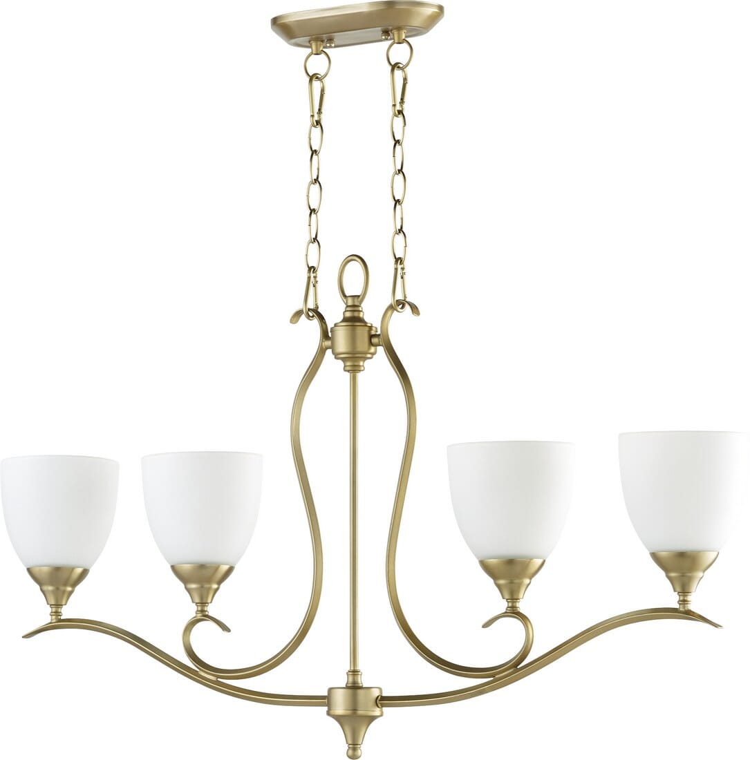 Quorum Flora 4-Light 6" Ceiling Island Light in Aged Brass