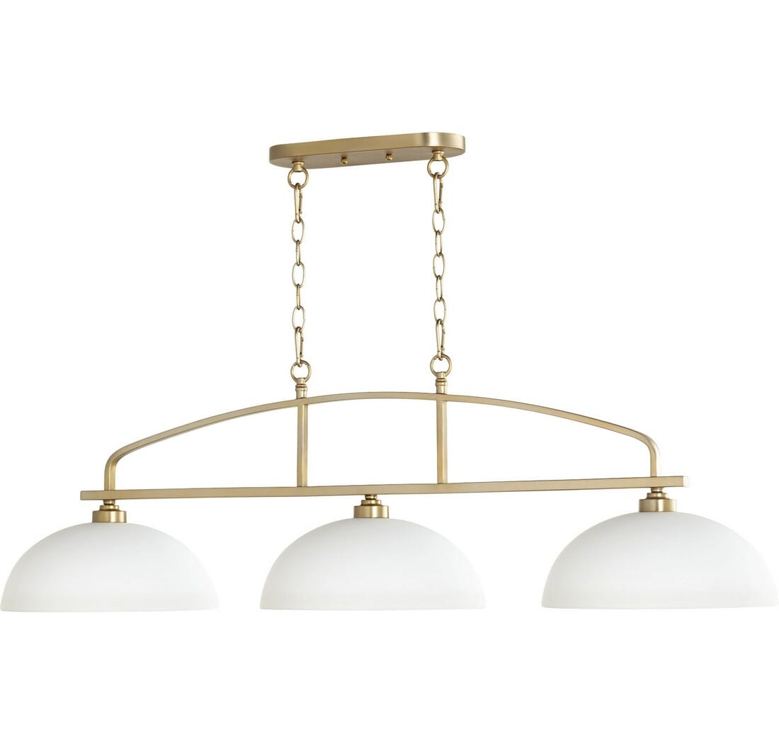 Quorum Reyes 3-Light 13" Ceiling Island Light in Aged Brass