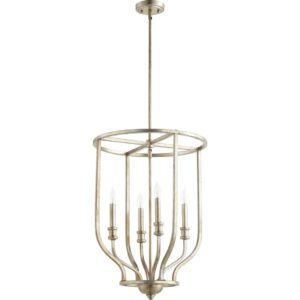 Quorum Richmond 4-Light Foyer Light in Aged Silver Leaf