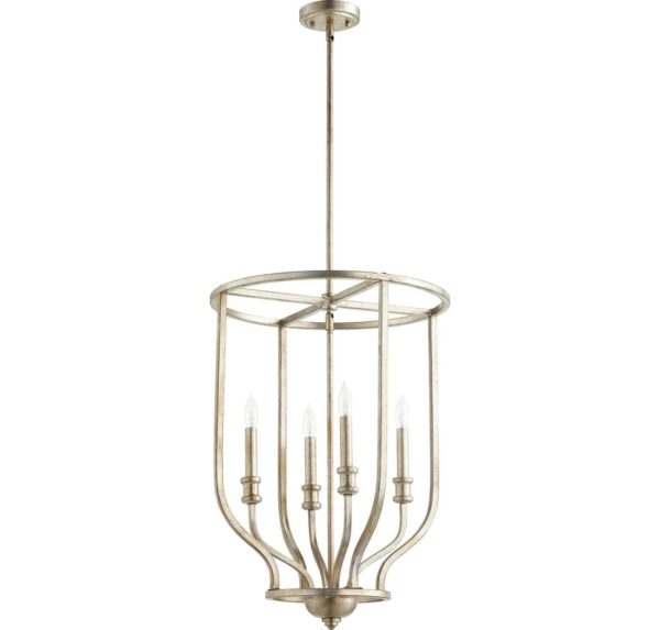 Quorum Richmond 4-Light Foyer Light in Aged Silver Leaf