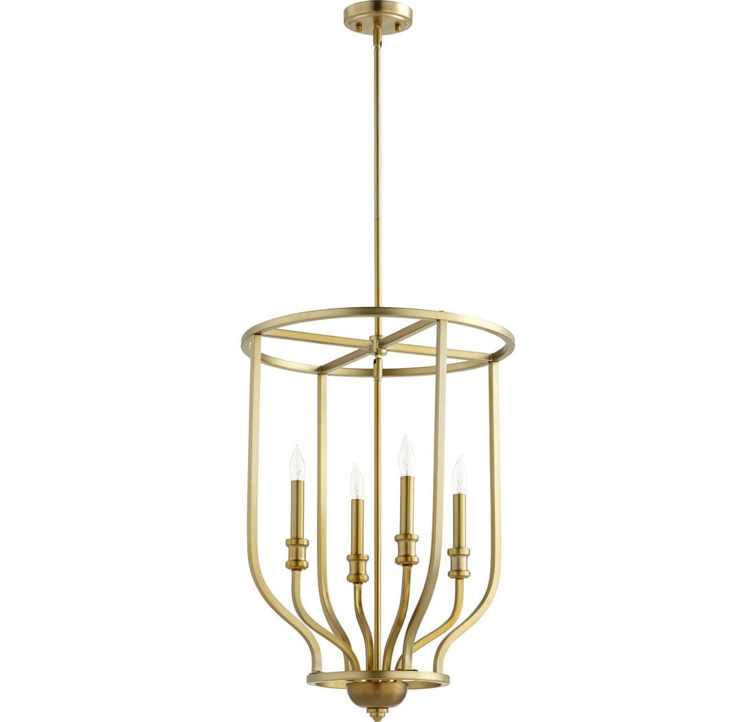 Quorum Richmond 4-Light Foyer Light in Aged Brass