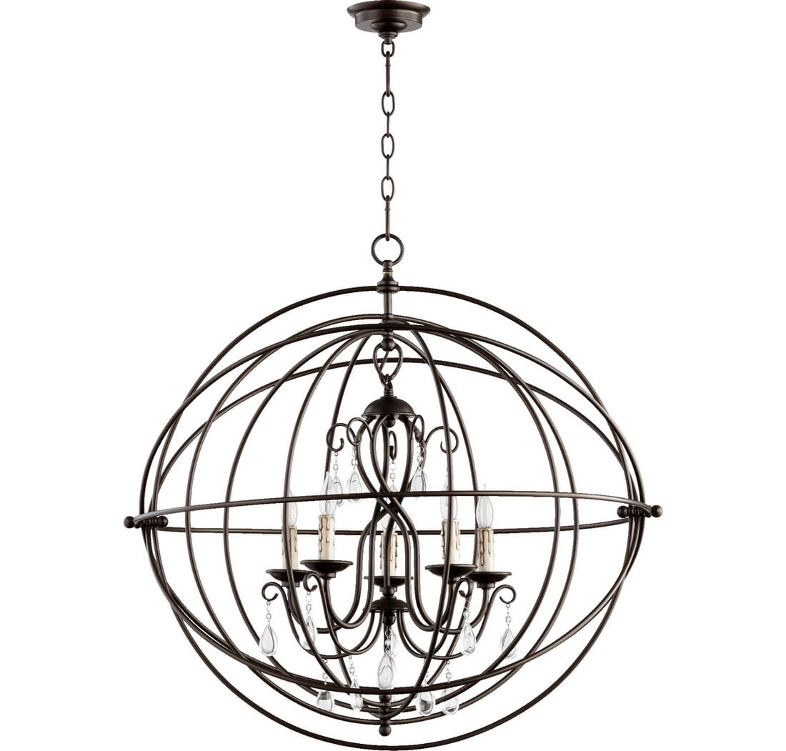 Quorum Cilia 5-Light 32" Transitional Chandelier in Oiled Bronze