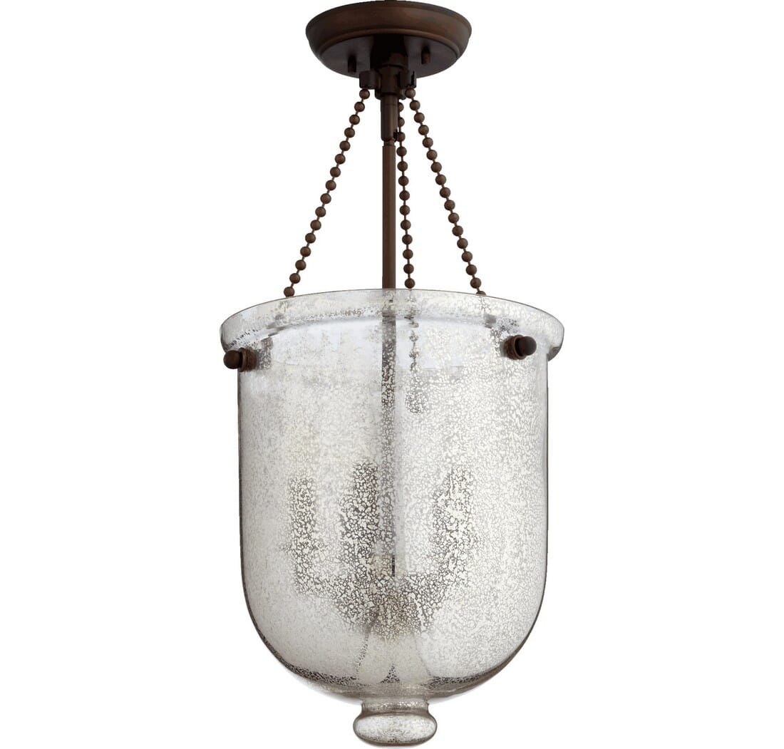 Quorum Transitional 5-Light 12" Foyer Light in Oiled Bronze with Silver Mercury