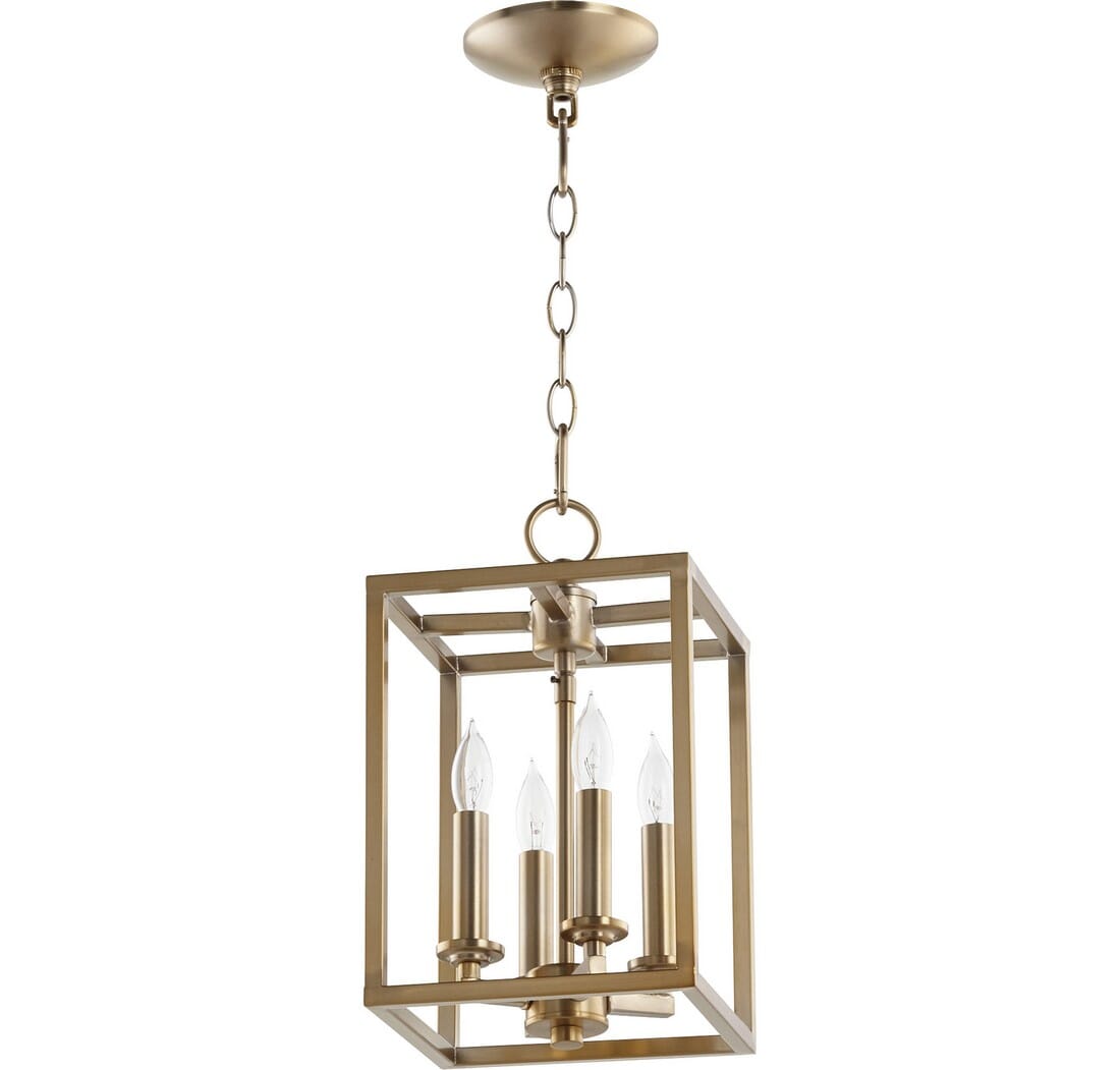 Quorum Quorum Home 4-Light 8" Foyer Light in Aged Brass