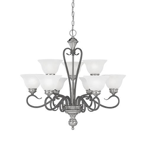 Millennium Lighting Devonshire 9-Light Chandelier in Satin Nickel/ Silvermist