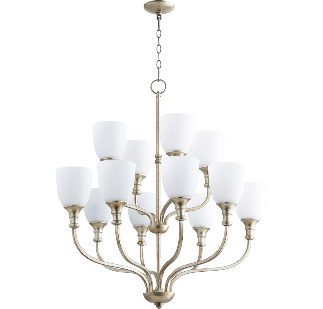 Quorum Richmond 12-Light Transitional Chandelier in Aged Silver Leaf