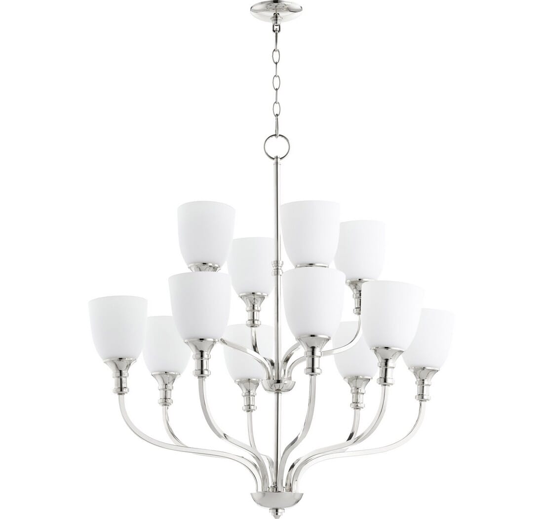 Quorum Richmond 12-Light Transitional Chandelier in Polished Nickel