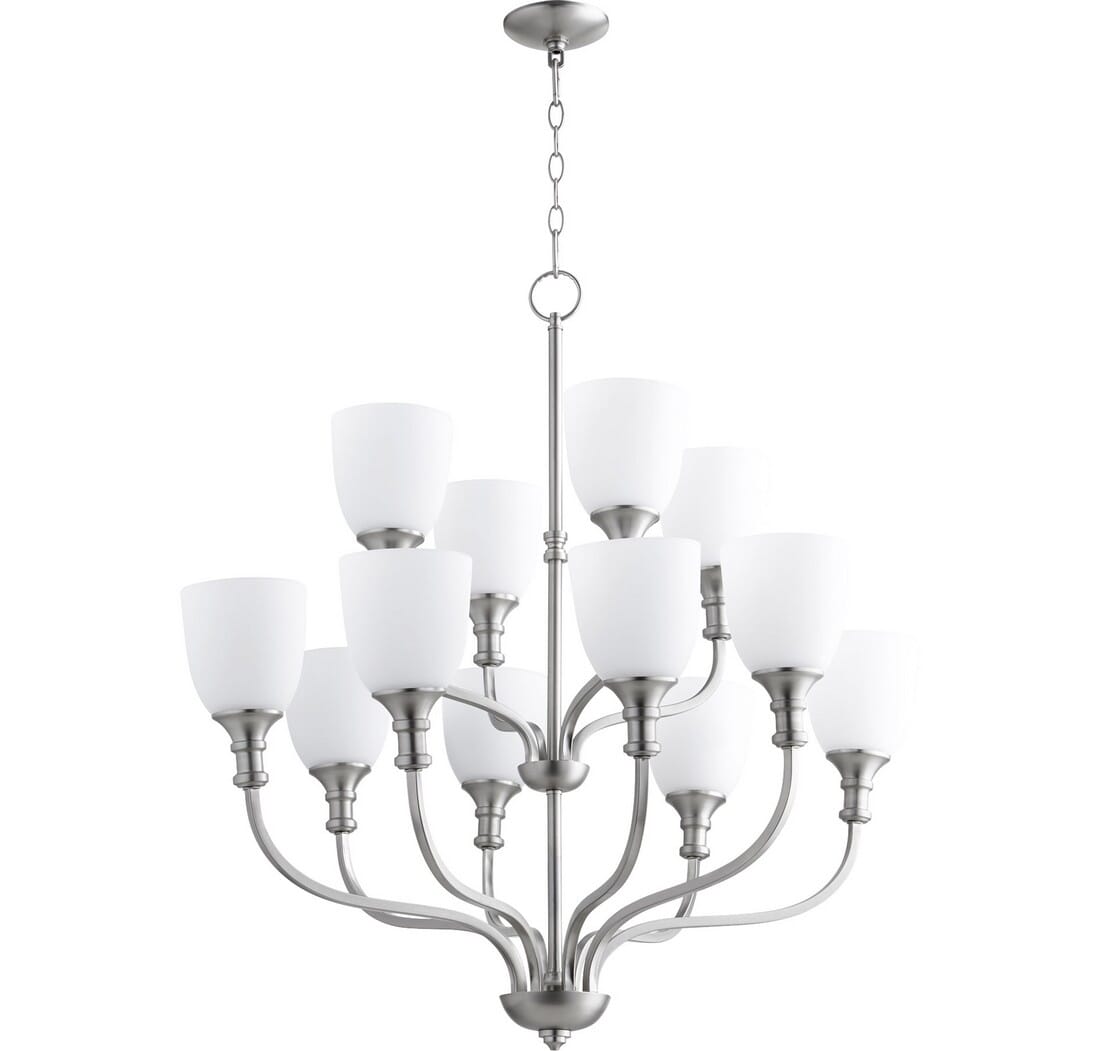 Quorum Richmond 12-Light Transitional Chandelier in Satin Nickel