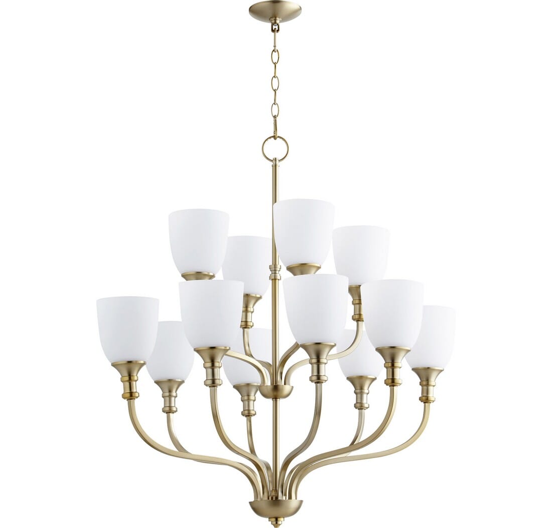 Quorum Richmond 12-Light Transitional Chandelier in Aged Brass