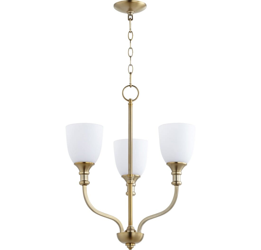 Quorum Richmond 3-Light Transitional Chandelier in Aged Brass