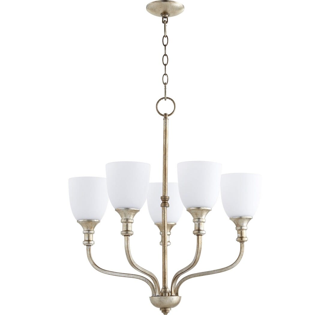 Quorum Richmond 5-Light Transitional Chandelier in Aged Silver Leaf