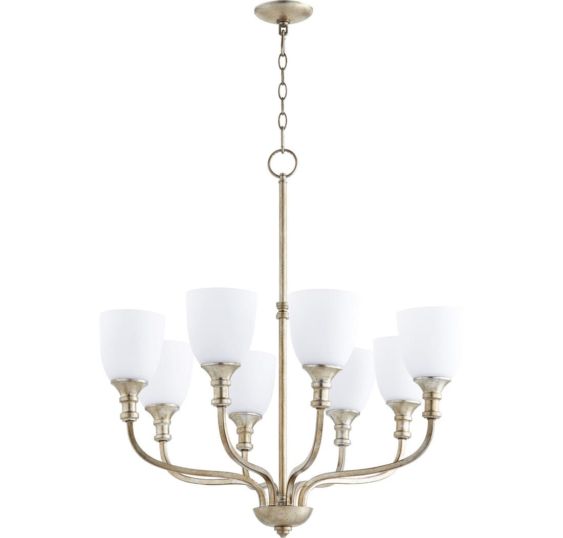 Quorum Richmond 8-Light Transitional Chandelier in Aged Silver Leaf