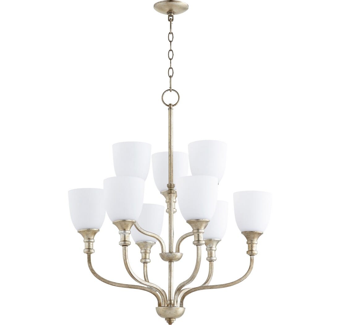 Quorum Richmond 9-Light Transitional Chandelier in Aged Silver Leaf