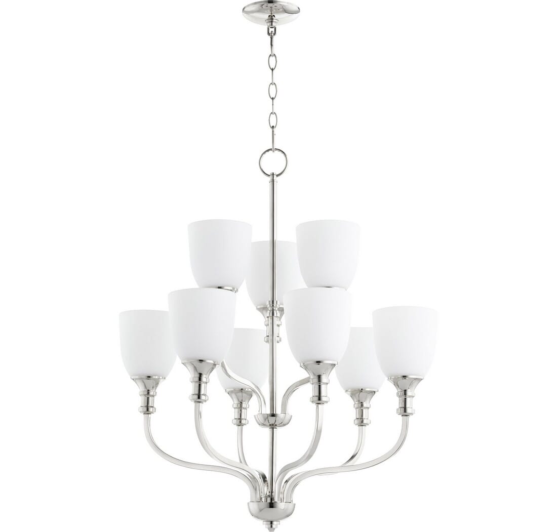 Quorum Richmond 9-Light Transitional Chandelier in Polished Nickel