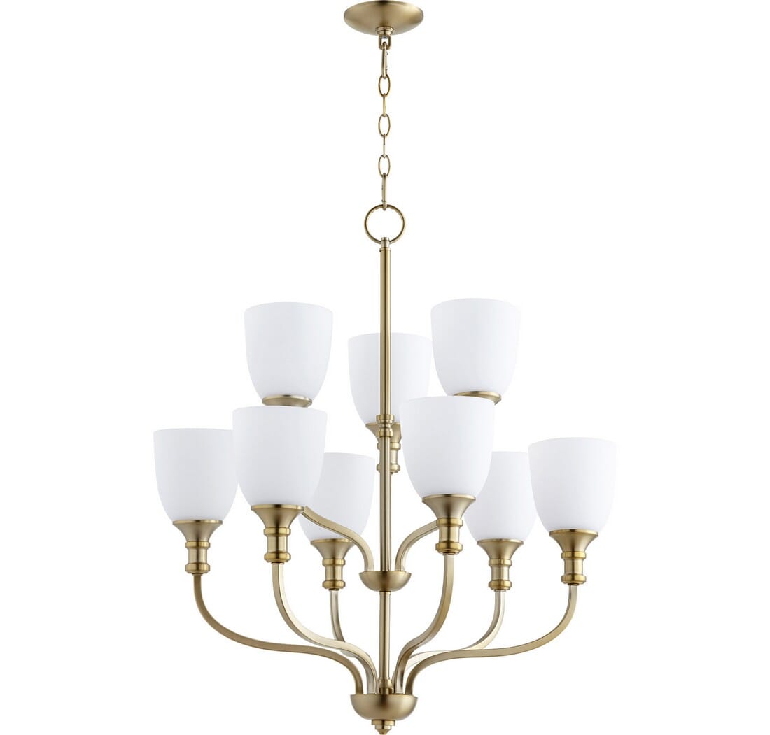 Quorum Richmond 9-Light Transitional Chandelier in Aged Brass