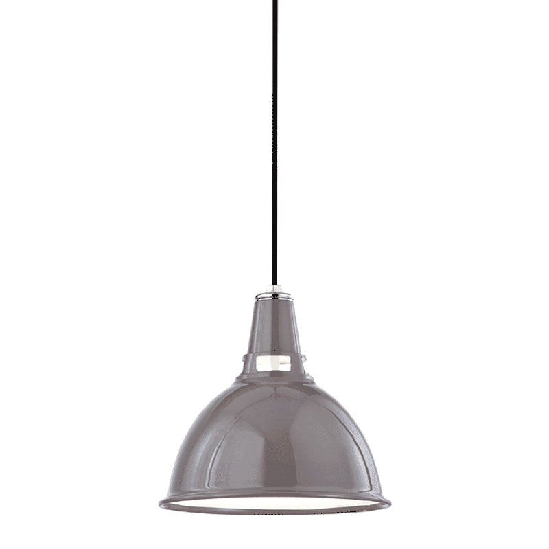 Hudson Valley Lydney 10" Pendant Light in Grey and Polished Nickel