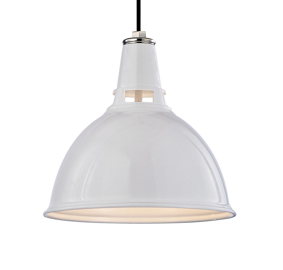 Hudson Valley Lydney 10" Pendant Light in White and Polished Nickel