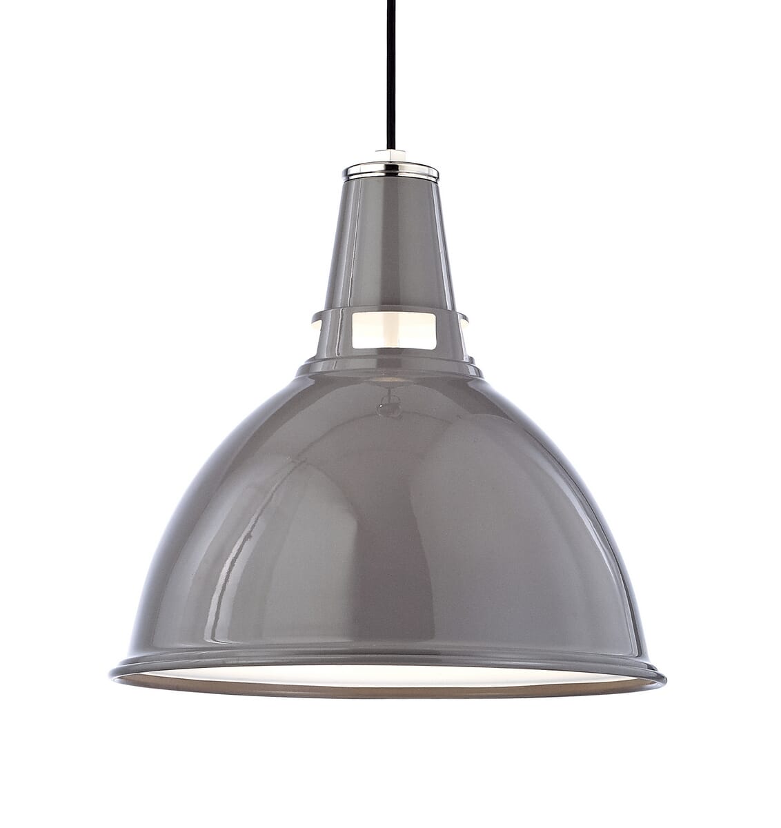 Hudson Valley Lydney 14" Pendant Light in Grey and Polished Nickel