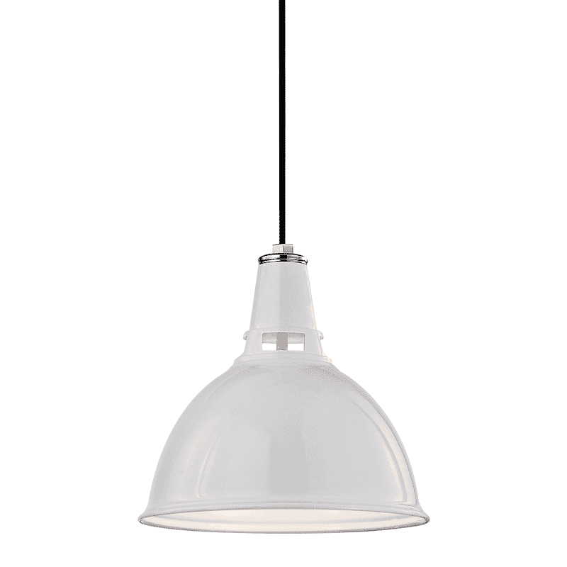 Hudson Valley Lydney 14" Pendant Light in White and Polished Nickel