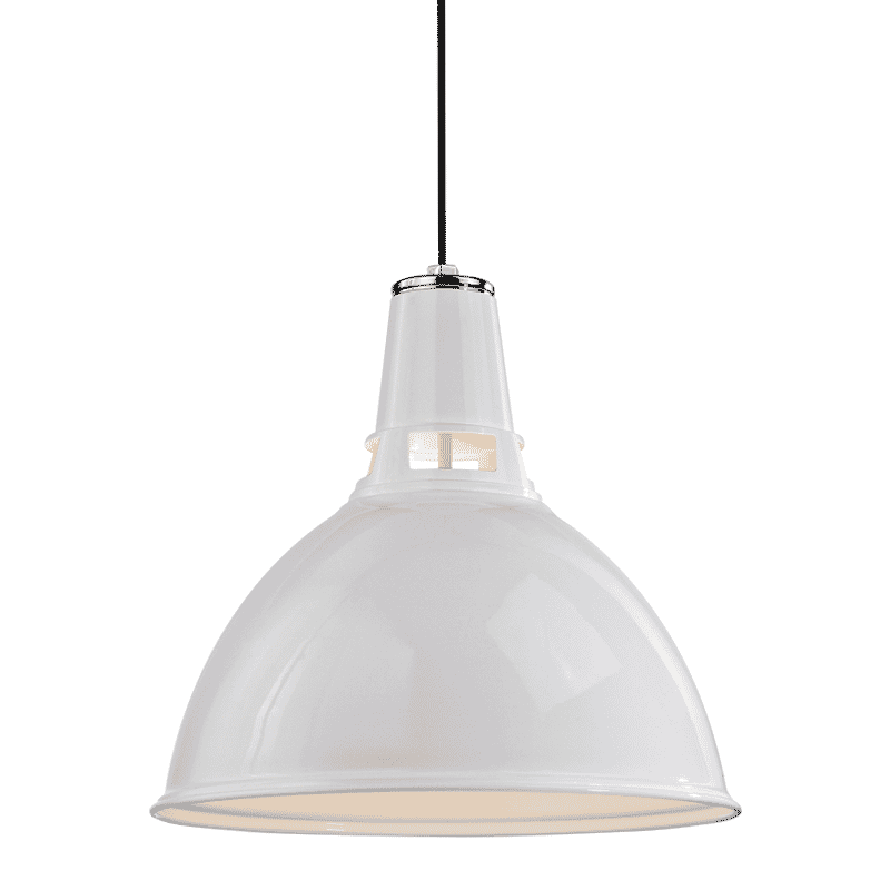 Hudson Valley Lydney 18" Pendant Light in White and Polished Nickel