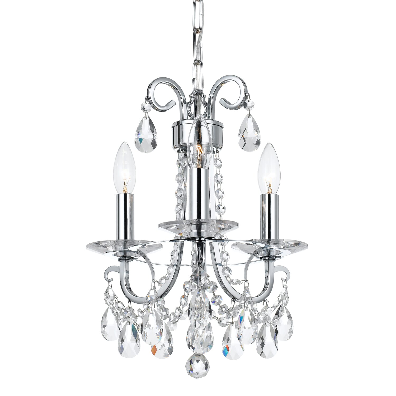 Crystorama Othello 3-Light 16" Chandelier in Polished Chrome with Clear Swarovski Strass Crystals