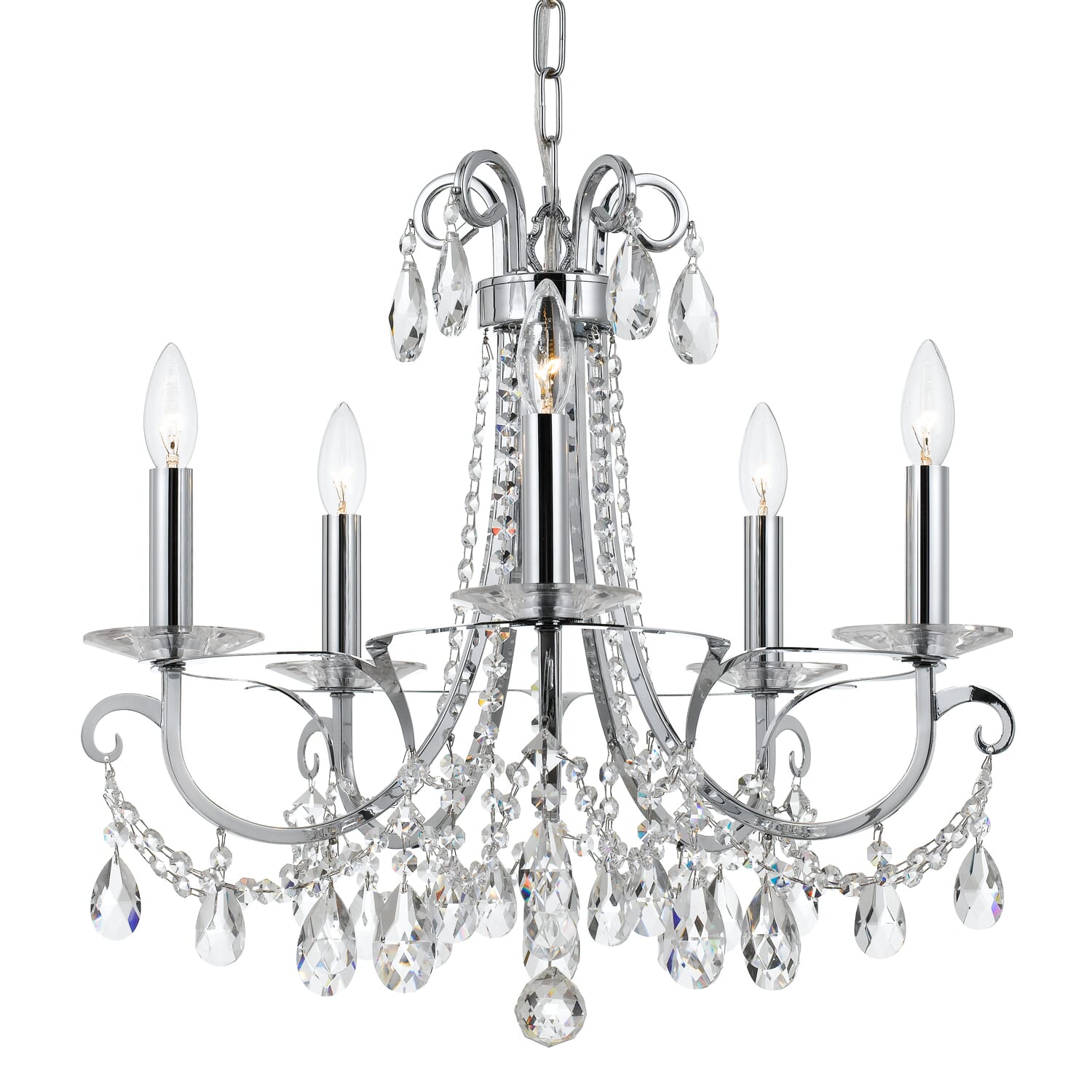 Crystorama Othello 5-Light 19" Chandelier in Polished Chrome with Clear Swarovski Strass Crystals