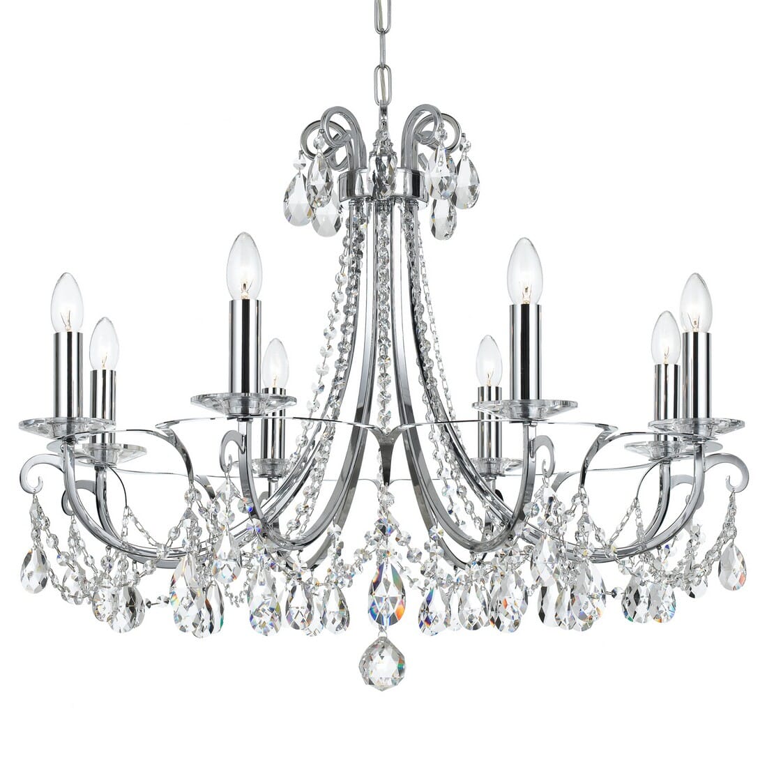 Crystorama Othello 8-Light 25" Transitional Chandelier in Polished Chrome with Clear Swarovski Strass Crystals