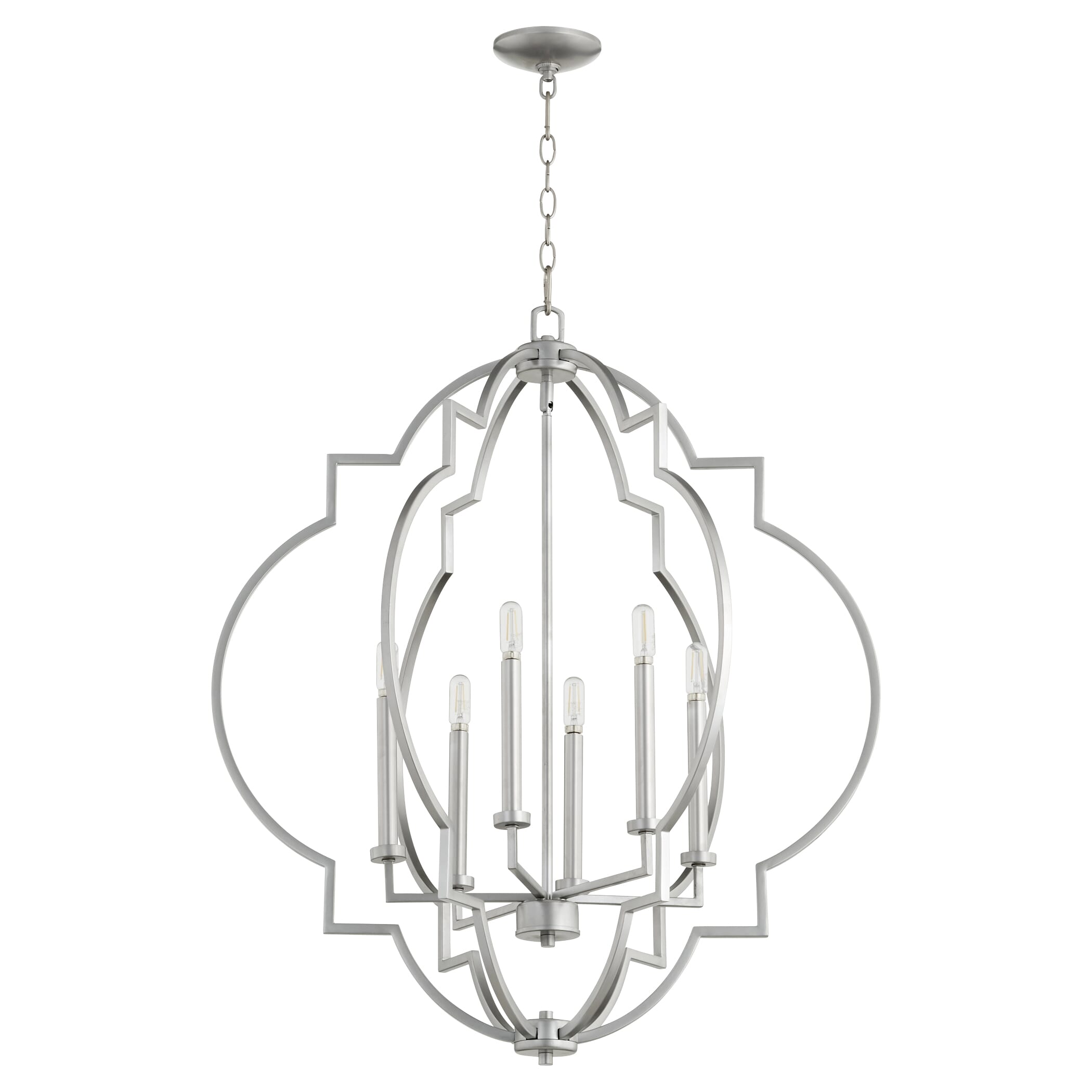 Quorum Dublin 6-Light Quatrefoil 30" Pendant Light in Classic Nickel