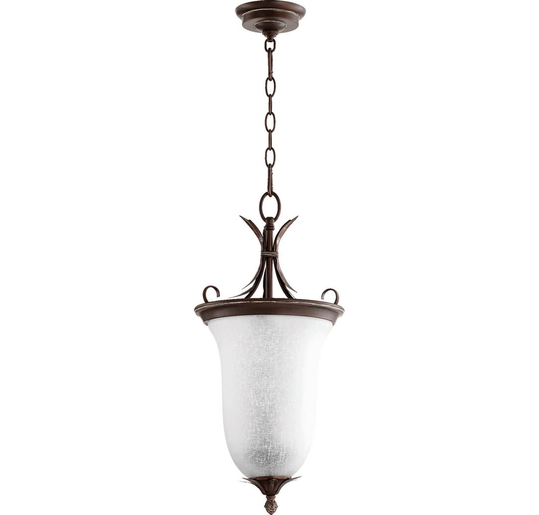 Quorum Flora 2-Light 11" Foyer Light in Vintage Copper with White Linen