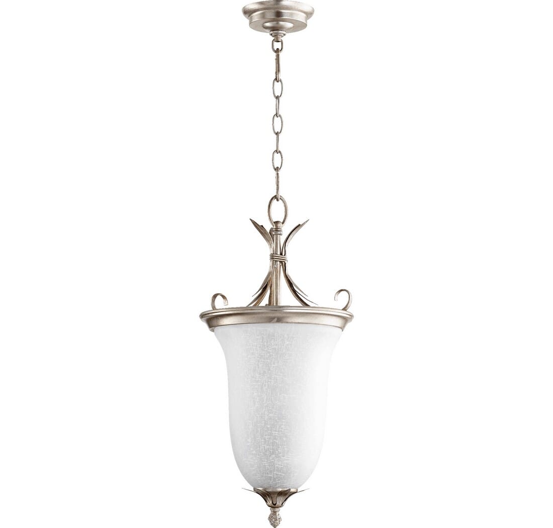 Quorum Flora 2-Light 11" Foyer Light in Aged Silver Leaf with White Linen