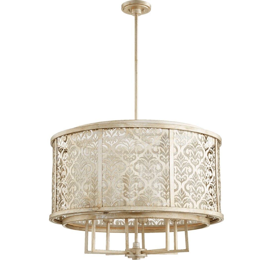 Quorum Bastille 8-Light 31" Pendant Light in Aged Silver Leaf