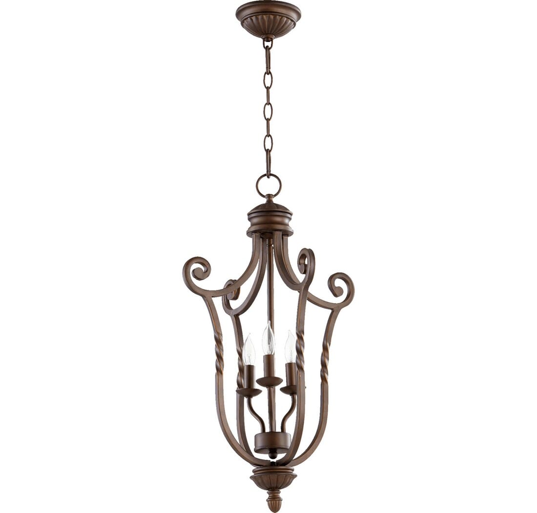 Quorum Tribeca 3-Light 15" Foyer Light in Oiled Bronze