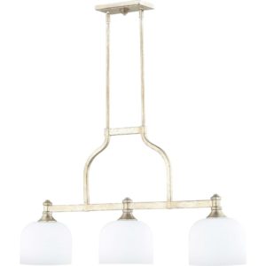 Quorum Richmond 3-Light Kitchen Island Light in Aged Silver Leaf