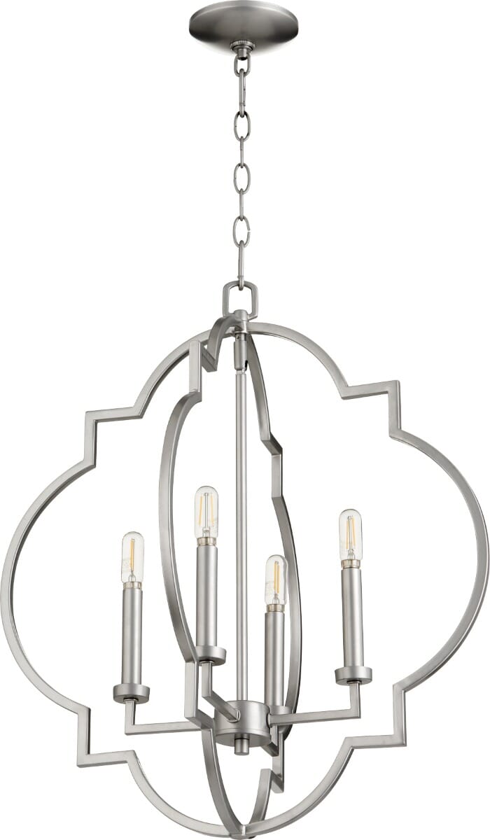 Quorum Dublin 4-Light Quatrefoil 22" Pendant Light in Classic Nickel